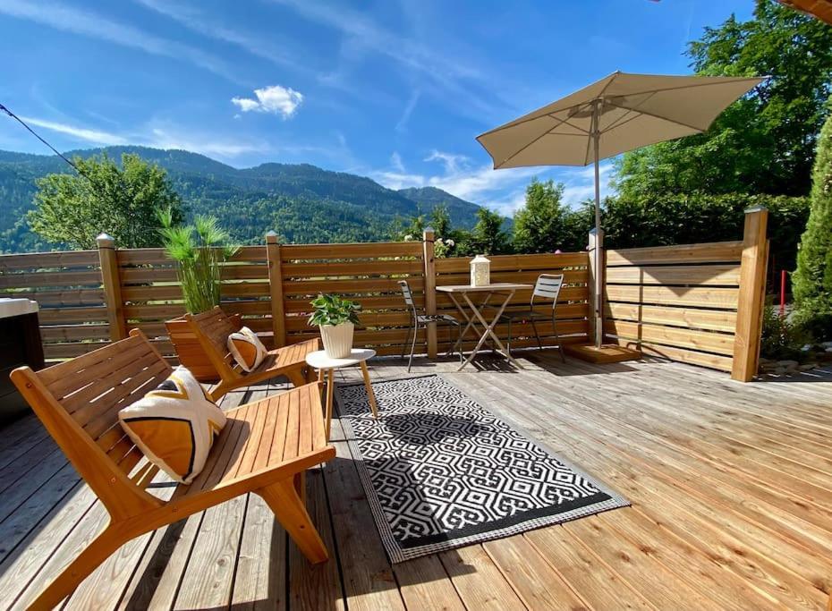 Androsace Appartement Dans Chalet Bois Avec Jacuzzi Privatif Terrasse Et Vue Montagne Les Villards-sur-Thônes Exteriör bild